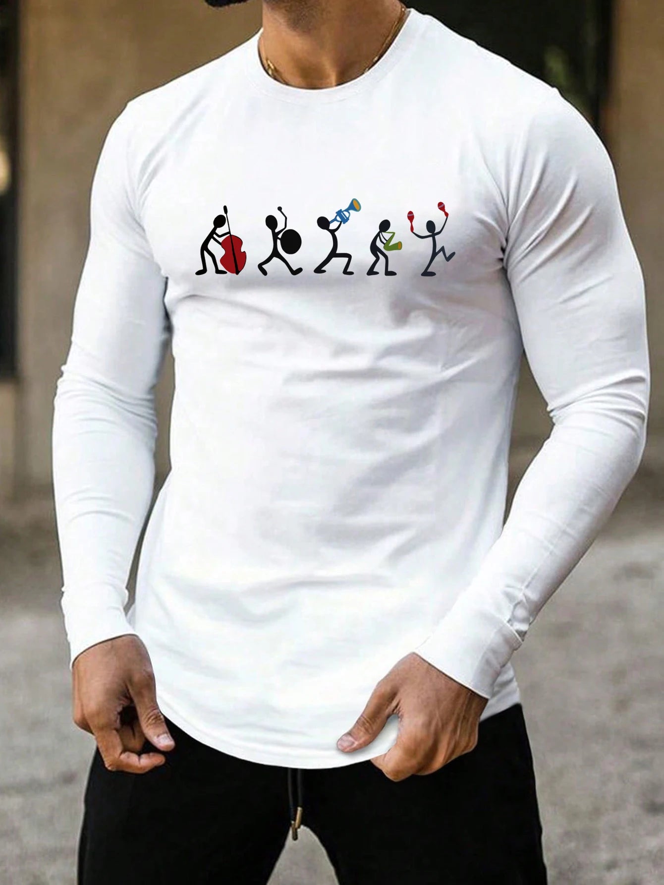 100% Pure Cotton Men's Long Sleeved Round Neck Loose Inspirational PSALMS 91 Printed Autumn and Winter Casual Versatile T-Shirt