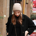Women's 100% Wool Knitted Hat Winter Warm Windproof Fake Double Layer Korean Japanese Style Color Block Fashionable