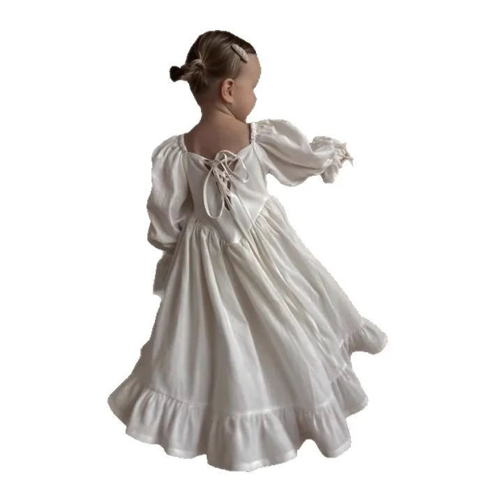 Girls' European and American Style 2025 Spring and Autumn New Dress Girls' Cotton Palace Style Princess Dress