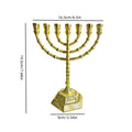 12 Tribes of Israel Menorah, Jerusalem Temple 7 Branch Jewish Candle Holder Gold