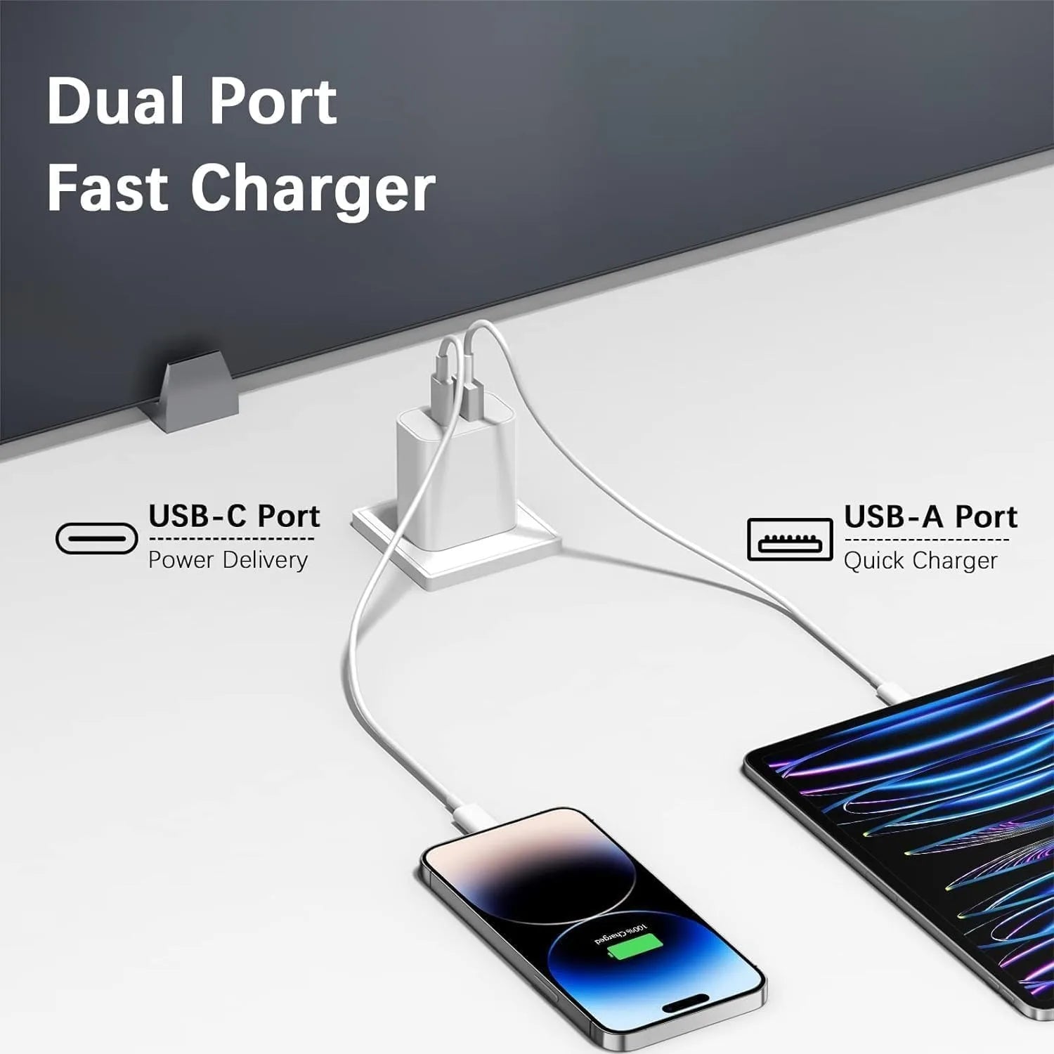 2Pack 20W Dual Port USB C Wall Charger USB A Quick Charging Block Plug with 6FT USB-C Cable for Android or iPhone16/15/15 Plus/15 Pro Max