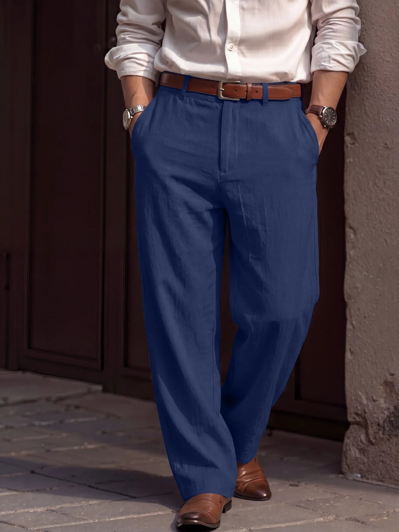 Men linen Pants 2026 Spring and Autumn New American Linen Pants Simple Cotton Blended Solid Color Versatile Casual Pants for Men