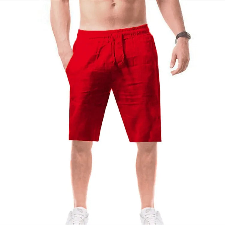 2025 New Men's Linen Pants Sweatwear Solid Color Breathable Trousers Cotton Fitness Lightweight Casual Summer Men Beach Pants