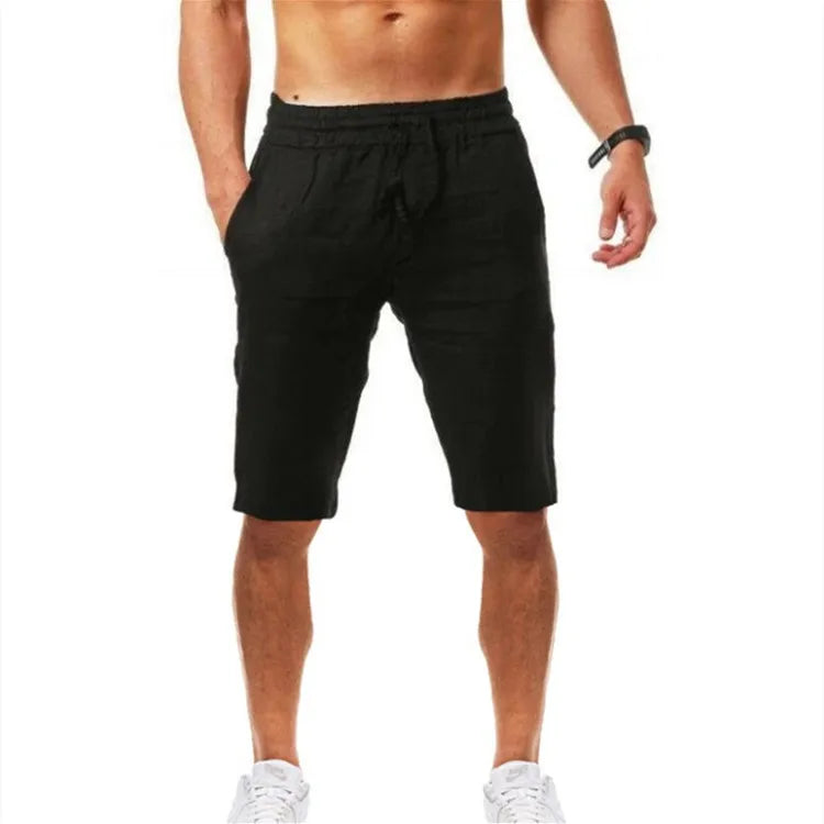2025 New Men's Linen Pants Sweatwear Solid Color Breathable Trousers Cotton Fitness Lightweight Casual Summer Men Beach Pants