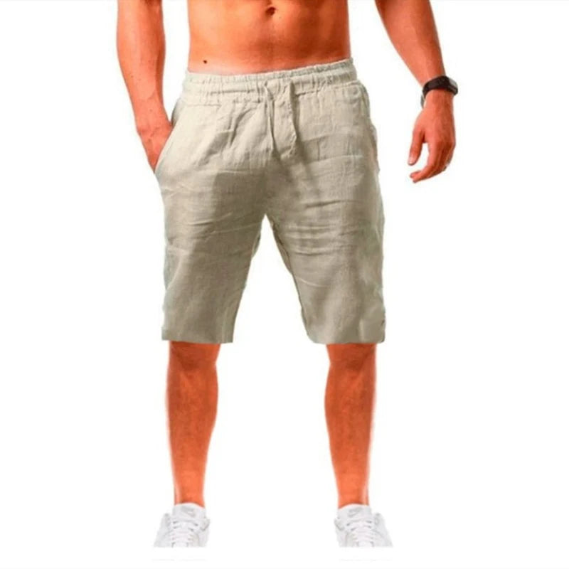 2025 New Men's Linen Pants Sweatwear Solid Color Breathable Trousers Cotton Fitness Lightweight Casual Summer Men Beach Pants