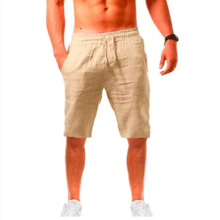 2025 New Men's Linen Pants Sweatwear Solid Color Breathable Trousers Cotton Fitness Lightweight Casual Summer Men Beach Pants