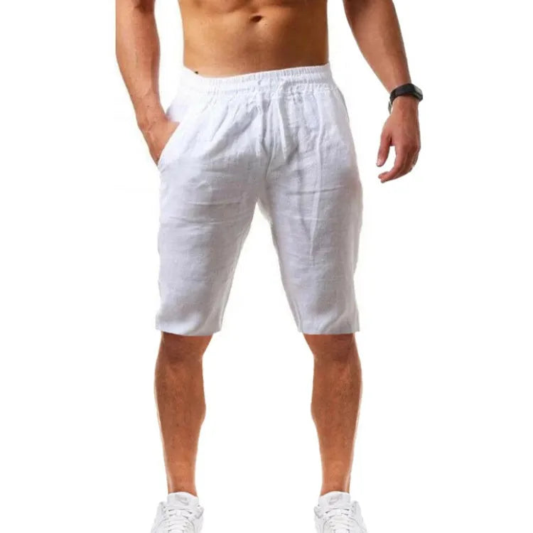 2025 New Men's Linen Pants Sweatwear Solid Color Breathable Trousers Cotton Fitness Lightweight Casual Summer Men Beach Pants