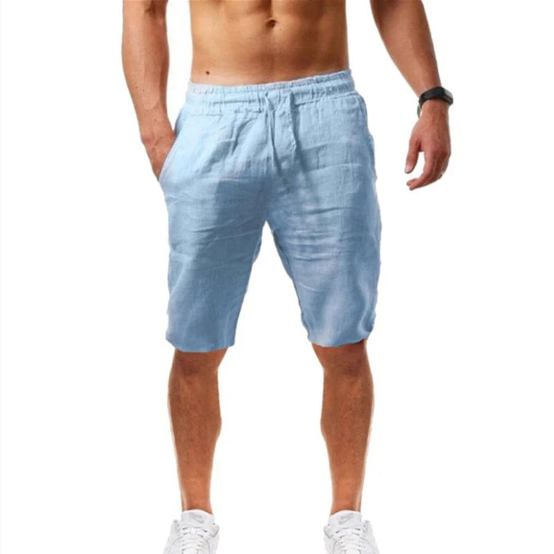 2025 New Men's Linen Pants Sweatwear Solid Color Breathable Trousers Cotton Fitness Lightweight Casual Summer Men Beach Pants
