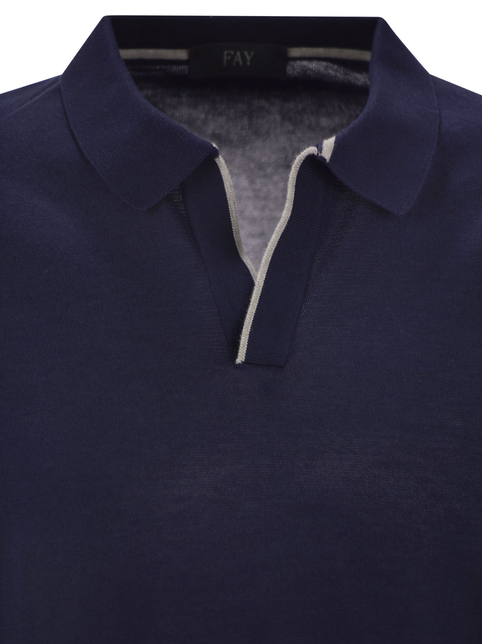 Fay Men Cotton Buttonless Polo Shirt