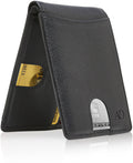 Genuine Leather Pull-Strap Bifold Wallet – Holds 7 Cards, RFID Blocking